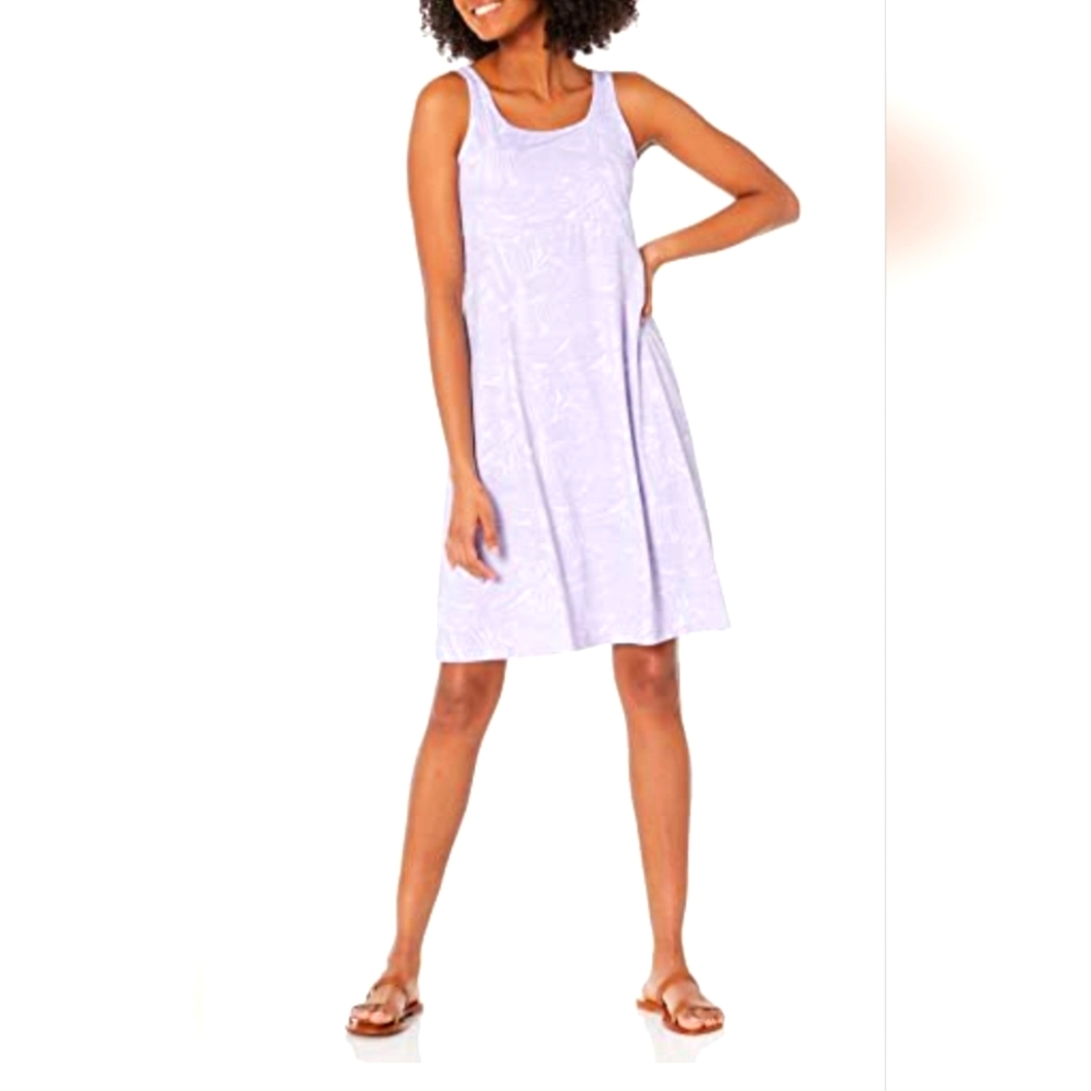 Columbia PFG Tank Dress, Lavender Leaf Print, Size 3X